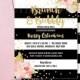 BRUNCH & BUBBLY INVITATION Bridal Shower Invite Pink Peonies Black Stripes Gold Glitter Confetti Printable Rose Free Shipping or DiY- Krissy