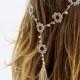 Crochet Headband and necklace hairband wedding pearl tassel hair accessories  handmade Headband  Crochet Headbands for Women gift ideas