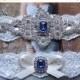 Vintage Inspired Wedding Garter Set, Bridal Garter Set, Stretch Lace Garter, Rhinestone Crystal, Grace Style 10525