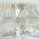 WINTER SNOWFLAKE Wedding Garters Ivory with Pearl Rhinestone Garter