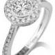 Bezel Ring, Halo Engagement Ring, 14K White Gold Ring, 1.02 TCW Bezel Engagement Ring, Diamond Ring Setting, Halo Ring