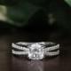 0.60 ct Engagement Ring-Cushion Cut Diamond Simulants-Cubic Zirconia-Wedding Ring-Bridal Ring-925 Sterling Silver-R98751