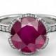 2.00 CT Natural 7MM Flower Ruby Filigree Engagement Ring 14k White Gold Large Ruby Ring