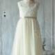 2015 Beige Lace Junior Bridesmaid dress, Scoop Flower Girl dress, Champagne dress Girls, a line Children dress tea length (ZK029)