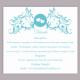 DIY Wedding Details Card Template Editable Word File Download Printable Details Card Turquoise Teal Details Card Elegant Enclosure Card