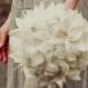 Bridal bouquet -MADE to ORDER - large feather wedding bouquet . Rhinestone and crystal accents - COLETTE