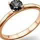 Rose Gold Engagement Ring, Black Diamond Ring, Solitaire Engagement Ring, 0.50 CT Black Diamond Ring, Diamond Ring Vintage