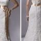 Slim A-line Strapless Satin Lace Beading Wedding Dress with Waist Belt