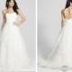 Strapless Sweetheart Lace Bodice Wedding Dresses with Tiered Ball Gown