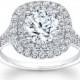 Women's 14kt white gold halo engagement ring  with a natural 1.50ct (7.0mm) Round White Sapphire center 0.80 ctw diamonds