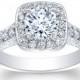 Ladies 14kt white gold antique engagement ring with 1 ct natural Round Brilliant White Sapphire 0.60 ctw G VS2 natural diamonds