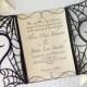 gothic spider web halloween wedding invitation laser cut gatefold DIY kit spooky love heart party