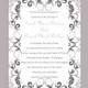 DIY Wedding Invitation Template Editable Word File Instant Download Printable Silver Invitation Gray Wedding Invitation Black Invitations