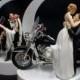 SEXY or Romantic Wedding Cake Topper w/ Harley Davidson Motorcycle Black KING or Red Glide