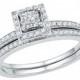 10k White Gold Halo Engagement Ring With Matching Wedding Band Set, 1/4 CT. T.W. Diamond Ring, Also Available In Sterling Silver