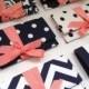 Navy and coral bridesmaid clutches.  Custom colors available.