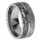 Special Titanium Ring with Gibeon Meteorite and Ash Inlay, Pet Memory Ring