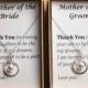 Set of 2 Mother of the bride and groom gift cards necklace-Sterling silver infinity pearl necklaces-Mother's jewelry, mother in law necklace