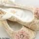 Ballet Flats, Champagne, Ivory, Blush, Wedding Shoes, Bridal, Flats, Ballerina Slippers, Flower Girl, Lace Flats, Pearls, Crystals, Elegant