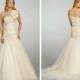 Tulle Ball Gown Lace Elongated Wedding Dress with Floral Shoulder