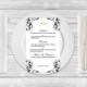 Wedding Menu Template - Black Damask Flourish Menu Card Template