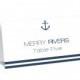 Nautical Wedding Place Card Template Foldover Navy Anchor Striped