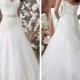 Strapless Sweetheart A-line Lace Appliques Wedding Dresses