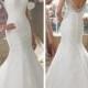 Embroidered V-back Mermaid Wedding Dresses Features Illusion Bateau Neckline