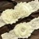 SALE Garter Wedding, Garter Bridal - Ivory Lace Garter Set Keepsake Garter Toss Garter, Shabby Ivory Wedding Garter Belt You Design / Pick C