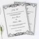 Black Flourish & Heart Printable Wedding Invitation Editable PDF Templates