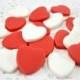 Fondant Hearts Cupcake Topper, Valentine Party Decor, Wedding Cake Edible Topper, Red Sugar Heart, Edible Heart Topper, Candy Favor-set 50