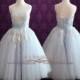 Ice Blue Retro 50s Tea Length Formal Prom Dress 