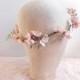 bridal hair vine, flower garland, blush pink flower, pink and mint, mint wedding hairpiece, bridal headpiece, flower girl wreath, headband