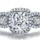 Cushion Shape Brilliant Moissanite Engagement Ring with Diamonds 14k White Gold or 14k Yellow Gold Diamond Ring