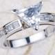 White Gold Engagement Ring -14kt White Gold Trillion White Topaz Diamond Engagement Ring 1.65 ctw G-SI2 Quality Diamonds