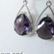 Magda- Silver Amethyst Teardrop Crystal Earrings, gifts for her, purple Bridesmaid Earrings, Bridal, purple Wedding Jewelry, Cubic Zirconia