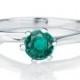Twist Emerald Engagement Ring, 14K White Gold Ring, 0.30 CT Natural Emerald Ring Art Deco, Emerald Jewelry, Unique Rings