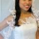 Lace elbow length wedding veil, diamond white, one tier, cheap, fingertip length with attached comb