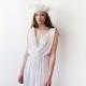 Maxi Ivory pleated fabric gown , Minimal wedding maxi dress