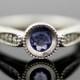 Tanzanite and Diamond Hover Engagement Ring - 14k White Gold