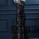 Black Sequins Lace prom dress Mermaid Prom dress One Shoulder Custom size