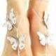 12 Color Options, Butterfly Barefoot Sandal, Genuine Leather Butterfly Anklet