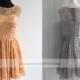 Illusion Top Orange Lace Short Bridesmaid Dress/ Cocktail Dress/Short Prom Dress/ Short Formal Dress/ Homecoming Dress from wishdress