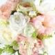 Artificial Silk Flower Wedding Bridal Bridesmaid Bouquet Blush Pink Ranunculus Pink Peonies Keepsake Rustic Bouquet