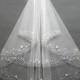 Bridal Veil Comb, Elbow Length Bridal Veil, Two Tier Bridal Veil, Bridal Veil Fingertip, Ivory Wedding Veil, Wedding Veil with Crystals/V001