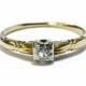 Art Deco Diamond Solitaire 14K Gold Ring - Size 7.5