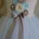 white light blue & silver flower girl Tutu Dress