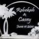 Tropical Beach with Hibiscus Wedding Cake Topper  -  Engraved - Light OPTION