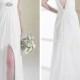 Attractive Chiffon & Satin Sheath V-neck Slit Wedding Dress