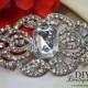 Large Art Deco Rhinestone Brooch Component - Flatback Crystal Embellishment for Wedding Bouquets Sash Bridal Accessories 65mm 048083